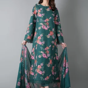 Printed Chiffon 3-Piece Suit – PR2124 Sea Green