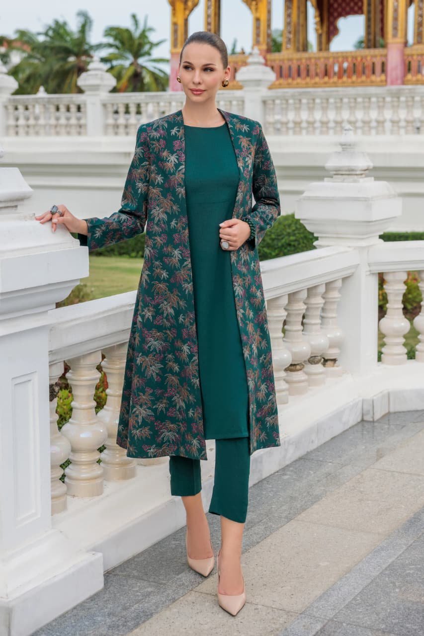 Embroidered Karandi 3-Piece Suit – MC1601 Teal Green – Smoke Bush