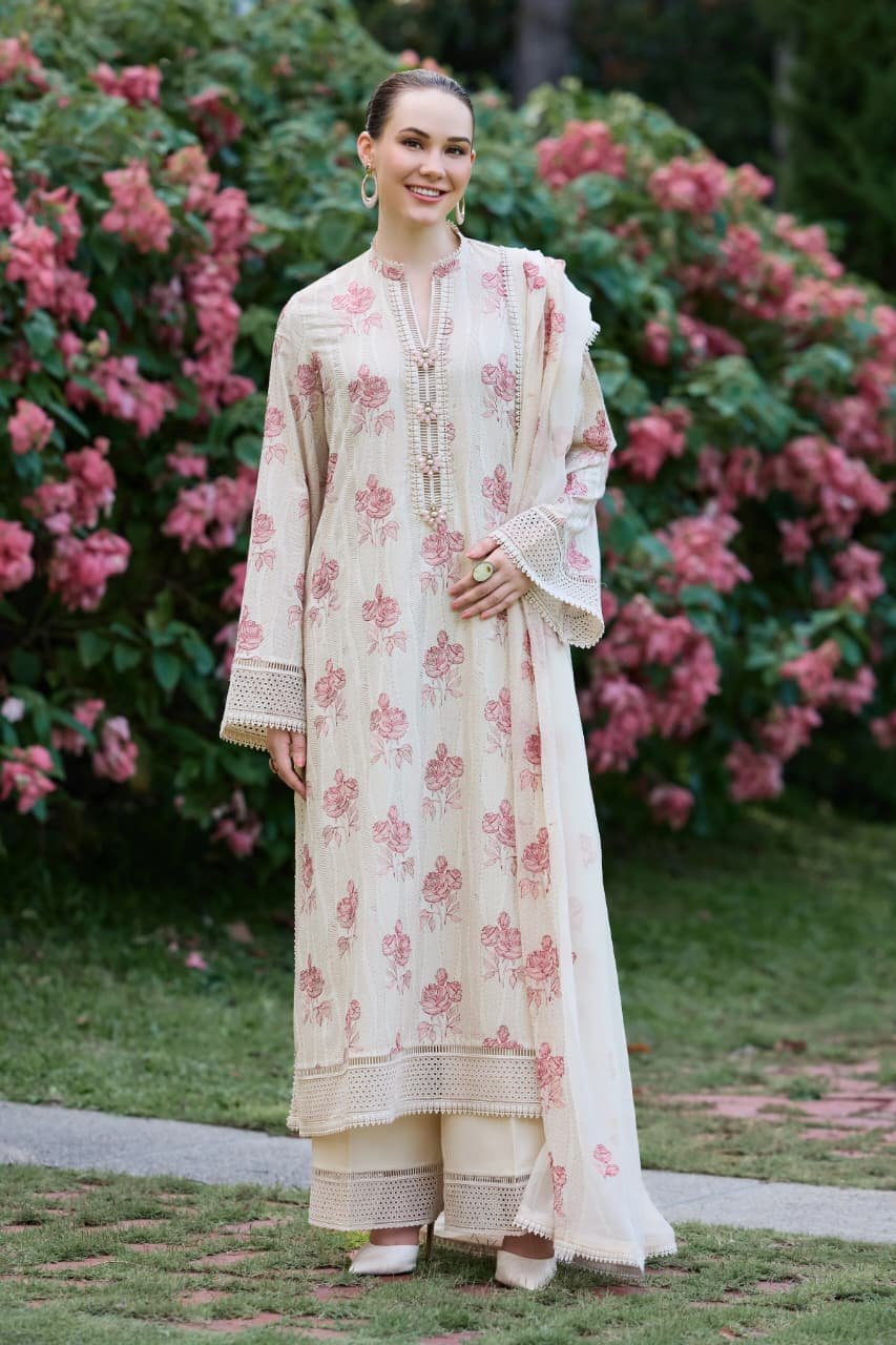 Embroidered Karandi 3-Piece Suit – MC1610 Light Beige – Rose of Sharow