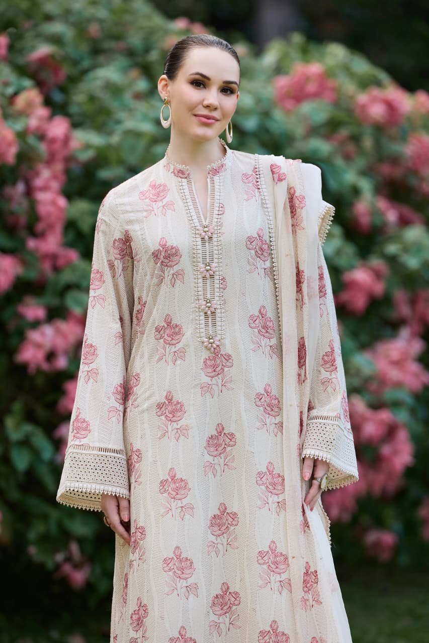 Embroidered Karandi 3-Piece Suit – MC1610 Light Beige – Rose of Sharow