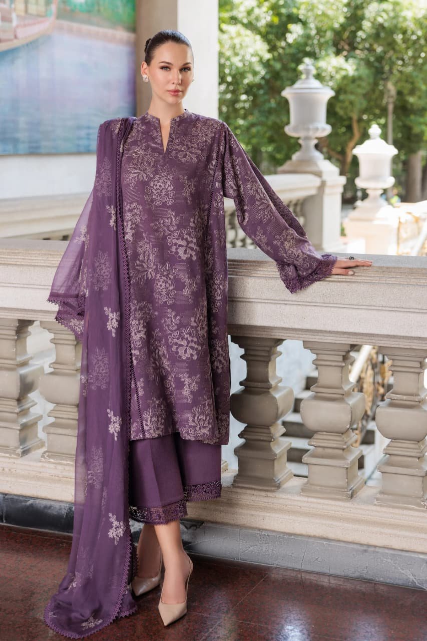 Embroidered Karandi 3-Piece Suit – MC1611 Purple – Day Lilly