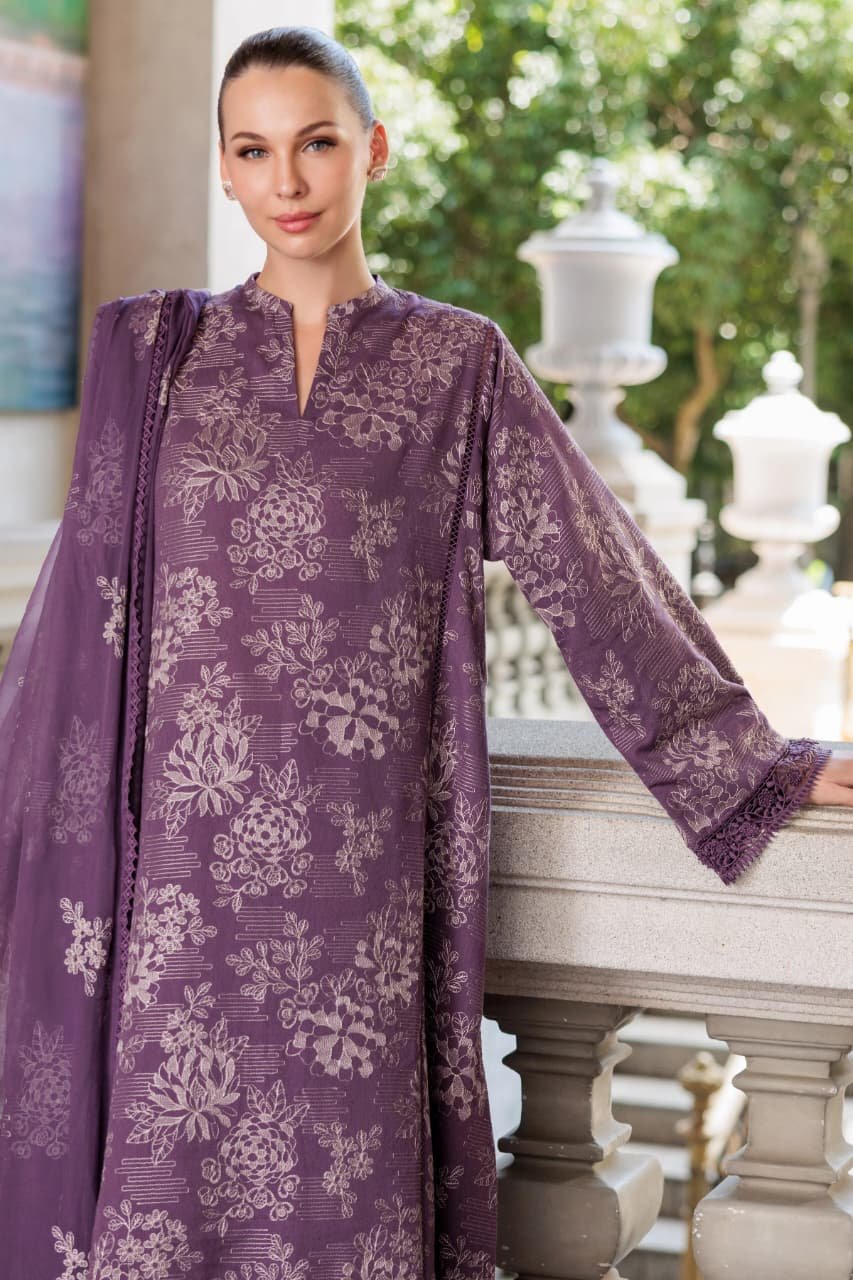 Embroidered Karandi 3-Piece Suit – MC1611 Purple – Day Lilly